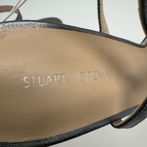 Stuart Weitzman Starla Strappy Sandal Heels Women's 9 Gunmetal Dark Silver NWOB - Picture 11 of 14